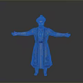 Man In Traditional Clothing With Turban Standing Arms Outstretched On Gray Background