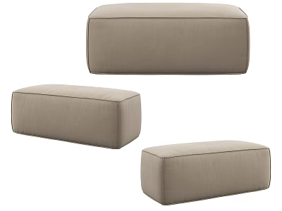 Beige Upholstered Ottoman Modern Design Various Sizes For Living Room Home Decor 3d model