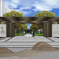 Modern Garden Landscape Design With Trees Greenery Pathways And Pavilion Structures