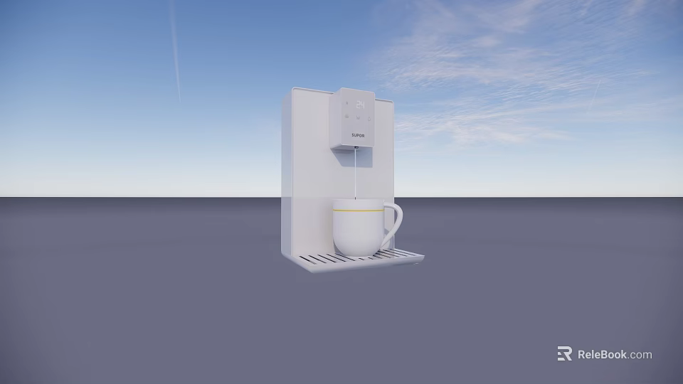 White Water Dispenser For Daily Use With Ceramic Cup And Modern Design 3d model 