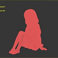 Anime Girl Figure With Pink Hair Black Dress Brown Stockings Sitting On Gray Background