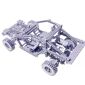 Detailed Building Block Vehicle Frame Model With Off Road Wheels And Mechanical Structure