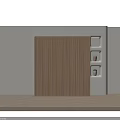 Modern Wooden Wardrobe With Sliding Doors And Metal Handles Near Open Shelves