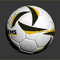 REMS Branded Soccer Ball With White Yellow Black Stripes And Design