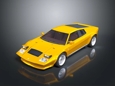 Vintage Yellow Sports Car With Sleek Body Design And Shiny Alloy Wheels 3d model