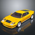 Vintage Yellow Sports Car With Sleek Body Design And Shiny Alloy Wheels