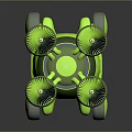 Futuristic Green Sci Fi Drone Robot With Propellers And Wheels Tech Design