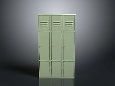 Three Tier Green Locker Furniture With Multiple Doors And Storage Compartments 3d model