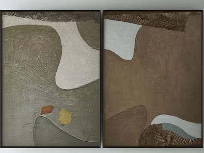 Abstract Wall Art Paintings With Earth Tones Geometric Shapes And Textured Design 3d model