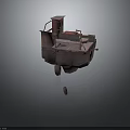 Rusted Floating Building Structure With Metal Hut Platform And Industrial Design