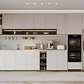 Modern Kitchen Interior With White Cabinets Counter And Appliances Tiled Backsplash 3d model