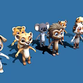 Adorable Cartoon Animal Characters With Various Stylish Designs On Blue Background