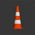 Two Traffic Cones With Black Yellow And Orange White Stripes 3d model