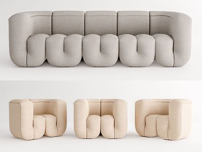 Modern Combination Sofa Swiss Multiplayer Sofa Combination Single Sofa 3d model