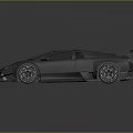 Gray Sports Car 3D Model With Sleek Design Rear Spoiler And Transparent Roof