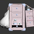 Cute Pink Small Dresser With Multiple Drawers Metallic Trim And Top Accessories