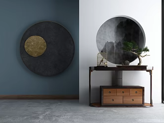 New Chinese-style End View Table Entrance Cabinet Combination 3d model