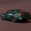 Dark Green Sporty Sedan Car With Sleek Exterior And Black Wheels