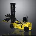 Yellow Industrial Forklift With Mast Forks Cab And Heavy Duty Wheels