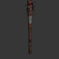 Traditional Decorative Staff with Intricate Top Ornament and Wooden Metal Design on Dark Background