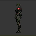 Futuristic Sci Fi Armor Characters With Green Red Suits And Two Figures