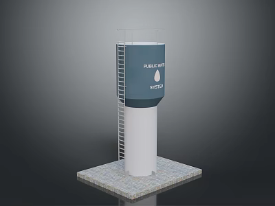 Industrial Fuel Saving System Tower With Metal Ladder And Concrete Platform 3d model