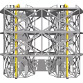 Industrial Equipment With Metal Frame Structure Cylindrical Vessels Yellow Pipes And Ladder Access