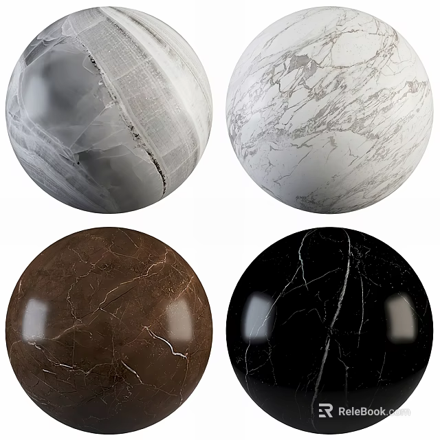 Marble Sphere Components Featuring Various Natural Colors And Textured Surfaces 3d model