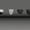 Multiple Ceiling Mounted Dome Security Cameras In White And Black 3d model