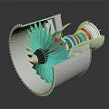 Turbine Engine Internal Structure With Blue Blades And Metallic Components 3d model
