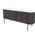 Modern Wooden Dresser with Vertical Stripes Marble Top and Black Slim Legs
