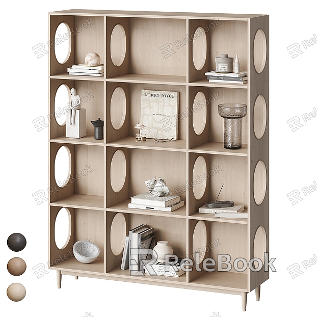 Decorative Shelf Bookshelf Solid Wood Decorative Shelf Bookcase Decorative Ornaments model