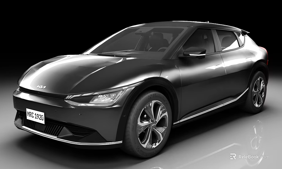 Modern Black Car With Sleek Design Streamlined Body And LED Headlights 3d model 