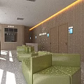 Bright Modern Public Service Hall With Neat Counters Comfortable Waiting Chairs And Large Display Screen