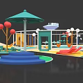 Vibrant Children's Play Area Featuring Slides Swings And Interactive Play Equipment