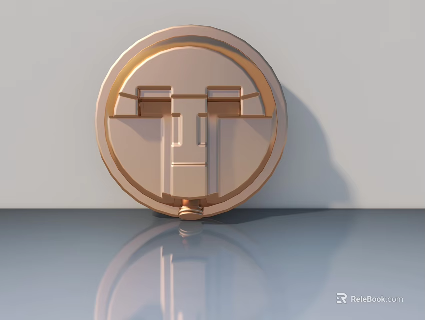 Modern Swing Door Round Brass Lock with Polished Surface Home Decor 3d model 