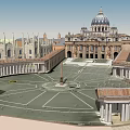 Ancient Architecture Featuring Dome Structure Surrounding Historic Buildings and Circular Plaza Layout 3d model