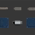 Industrial Scene Components With Blue Storage Crates Metal Frames And Equipment Parts