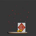 Elegant Gold Ingot Jewelry Display On Marble Platform With Red Fu Character And Falling Red Petals