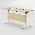 Mobile Stackable Conference Table with Light Wood Top Black Panel and Wheels 3d model
