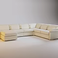 Modern White Sectional Sofa With Multi Seater Design And Comfortable Cushions 3d model
