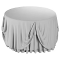 Elegant Round Dining Table Draped With Multiple Layers Of White Gauze Tablecloth For Wedding Banquets