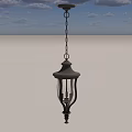 Vintage White Wooden Lantern Style Chandelier Hanging From Chain With Glass Shade And Illuminated Design