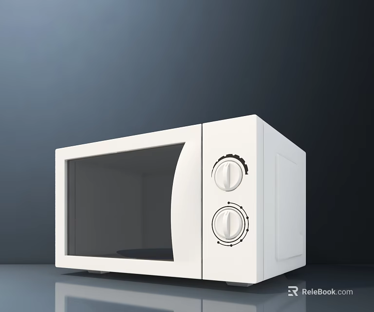 Sleek White Microwave Oven As Essential Kitchen Appliance With Knob Control Design 3d model 