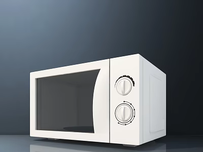 Sleek White Microwave Oven As Essential Kitchen Appliance With Knob Control Design 3d model