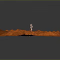 White And Red Armored Figure Standing On Orange Martian Terrain Surface
