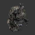Natural Weathered Tree Stump With Rough Wooden Texture And Natural Shape On Dark Background