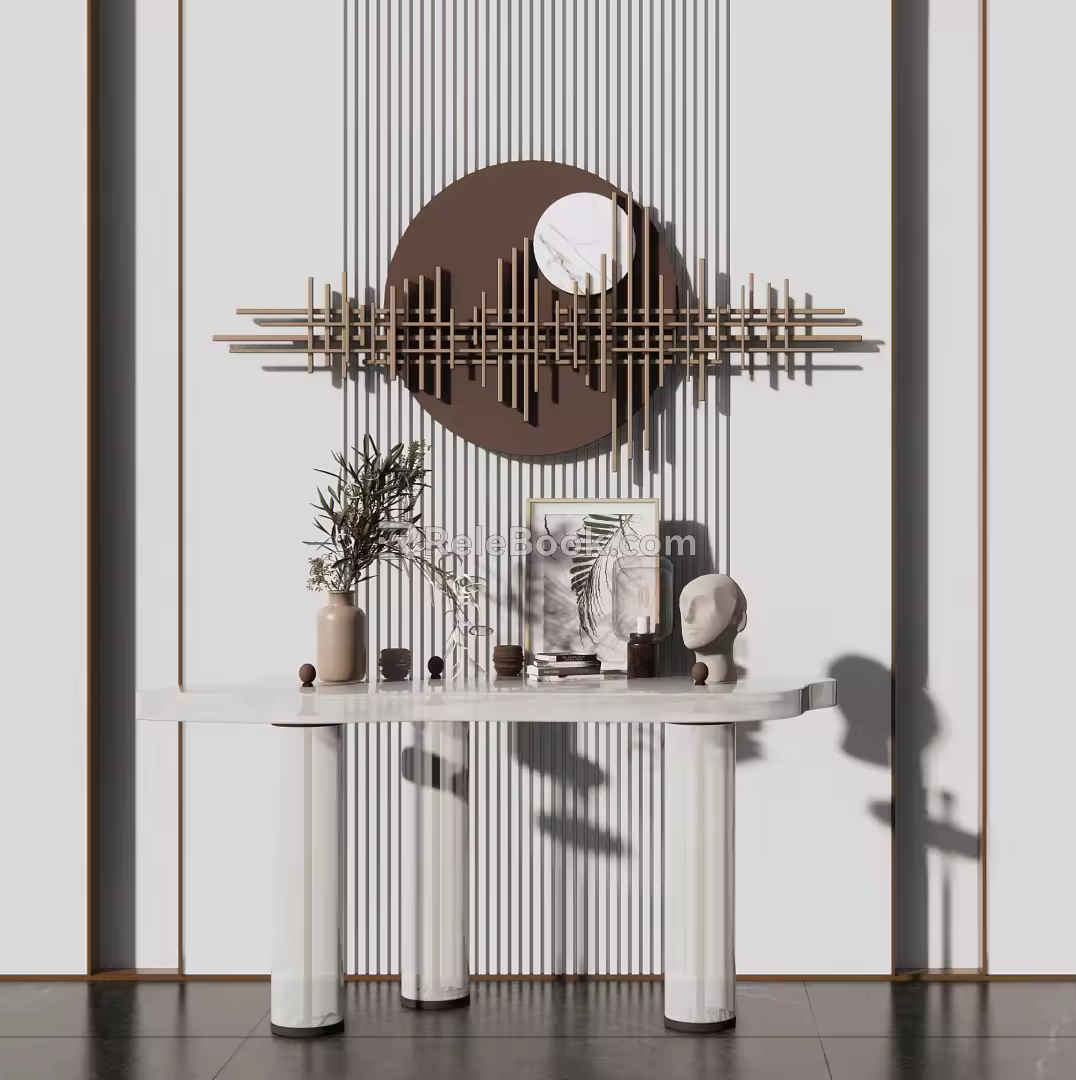 Modern End View Table Entrance Cabinet Combination 3d model