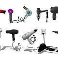 Various Daily Electrical Hair Dryers With Different Designs And Styles
