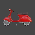 Red Vintage Vespa Scooter With Classic Design And Black Seat